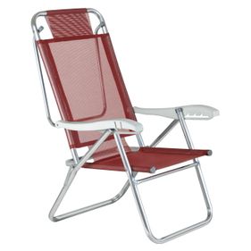 Cadeira Alta Reclinável de Alumínio Tramontina Praia Aqua 5 Posições Vermelho - Outlet