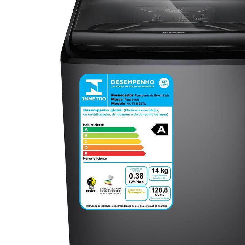 Lavadora de Roupas Panasonic 14Kg NAF140B6TB Tecnologia Smartsense