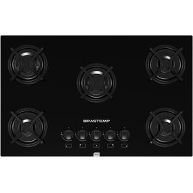 Cooktop à Gás Brastemp 5 Bocas Ative BDD75AE Vidro Preto Bivolt
