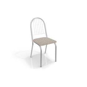 Cadeira Noruega Kappesberg Crome Cromada Linho Marrom - Outlet