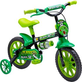 Bicicleta Nathor Aro 12 Masculina Black Preta/Verde