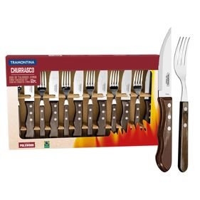 Conjunto p/ Churrasco Tramontina Jumbo 12 Peças Inox - Outlet
