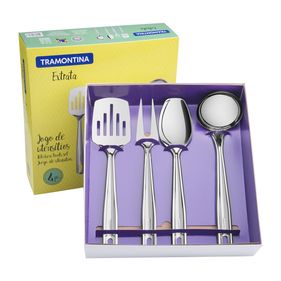 Jogo de Utensílios Tramontina 4 Peças Aço Inox - Outlet