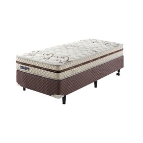 Conjunto Cama Box Solteiro New Power Plus Ecoflex 88x188x63cm Molas Ensacadas Individualmente