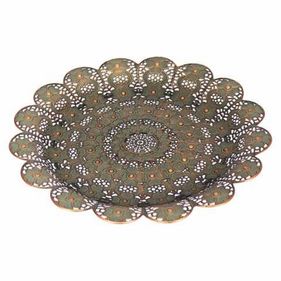 Centro de Mesa Redondo GS Moroccan em Metal Dourado