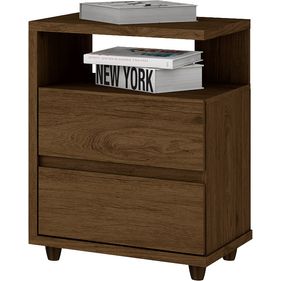 Mesa de Cabeceira Campeche Henn 2 Gavetas Castanho