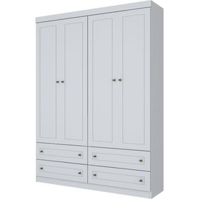 Roupeiro Americano Henn 159cm 4 Portas 4 Gavetas Branco