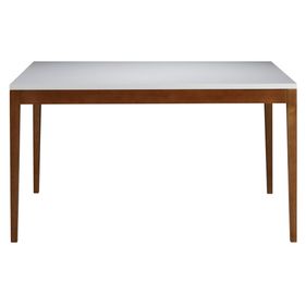 Mesa Retangular Duo Artsoli 120x80cm Castanho Claro Tampo com Vidro Off White - Outlet