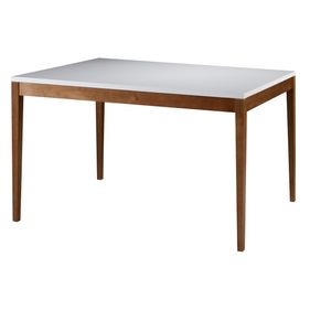 Mesa Retangular Duo Artsoli 160x90cm Castanho Claro Tampo com Vidro Off White