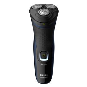 Barbeador Elétrico Philips Aquatouch Seco e Molhado S1323/41 3 Lâminas Preto/Azul Bivolt