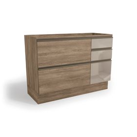 Armário Balcão de Cozinha Maxx G747 Kappesberg 4 Gavetas 120cm com Vidro Nogal - Outlet