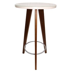 Mesa Bistrô Alta Artsoli 60cm Castanho Claro com Vidro Off White