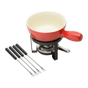 Conjunto de Fondue Coliseu 8 Peças Base em Ferro e Pintura Epoxy Vermelho