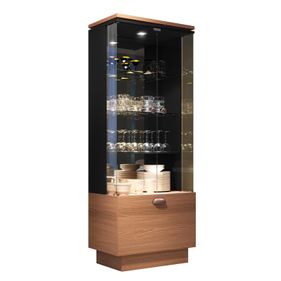 Cristaleira Aura Led HB Móveis 70cm 2 Portas Vidro Nature e Preto - Outlet