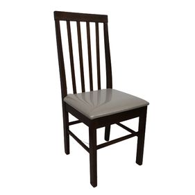 Cadeira Milena Matte Estofada Madeira Imbuia Tecido Linho Bege - Outlet