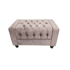 Puff Baú París Perfan 90cm Veludo Rose - Outlet