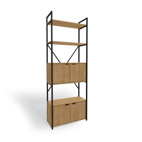 Estante Kappesberg com Portas e 3 Prateleiras LI018 Freijó/Preto
