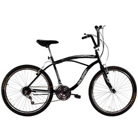 Bicicleta Dalannio Bike Aro 26 Beach Masculina 18 Velocidades Freio V-Brake7 7960 Preto