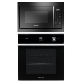Kit Brastemp de Embutir Forno à Gás 84 Litros BOA84AE + Micro-ondas 32 Litros BM146AE Preto 220V