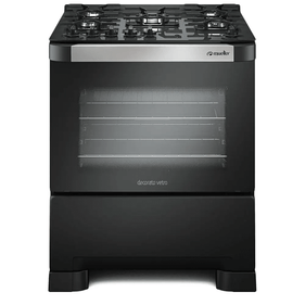 Fogão 5 Bocas Mueller Decorato Vetrô G3 Tripla Chama Mesa de Vidro 601230052 Preto Fosco Bivolt - Outlet