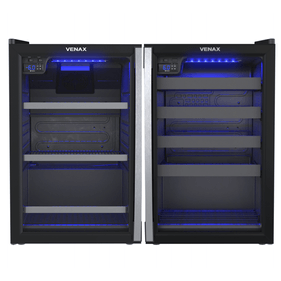 Conjunto Venax Cervejeira 100L Blue Ligth Porta Invertida + Adega 24 Garrafas Piubella Preto Fosco 220V