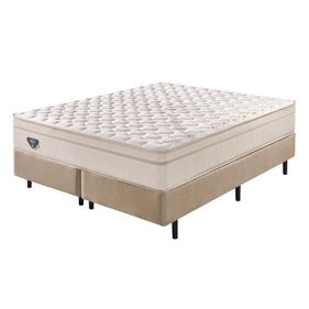 Conjunto Cama Box High Spring Ecoflex King 193x203x73cm Molas Superlastic Bege - Outlet