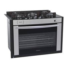 Fogão 5 Bocas Venax de Embutir Gaudi Prisma Vitreo Mesa de Vidro Grades Individuais 7551 Inox Bivolt