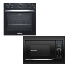 Kit Forno Elétrico de Embutir 80 Litros Continental OC8EM + Micro-ondas de Embutir 34 Litros ME3EP Preto 220V