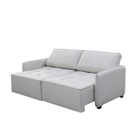 Sofá Divino 201cm Matielo 2 Assentos Retráteis Encostos Reclináveis Linho Cinza - Outlet