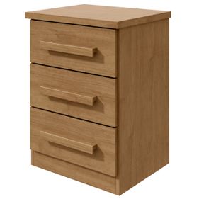 Mesa de Cabeceira Baião Plus Lopas 3 Gavetas Amêndoa Clean