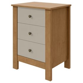 Mesa de Cabeceira Maggiore Lopas 3 Gavetas Amêndoa Clean/Off White