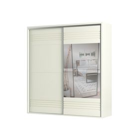 Roupeiro TW602E Dalla Costa 223cm 100% MDF 2 Portas Correr com Espelho Off White