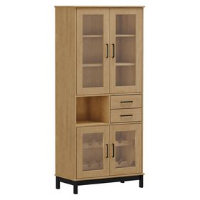 Cristaleira Madri Finestra 80cm 4 Portas 2 Gavetas Roble/Preto - Outlet