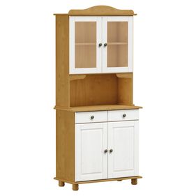 Cristaleira Finestra Rubi 88cm 4 Portas e 2 Gavetas Carvalho/Branco - Outlet