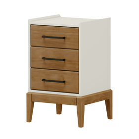 Mesa de Cabeceira Milão Finestra 3 Gavetas Off White/Freijó - Outlet