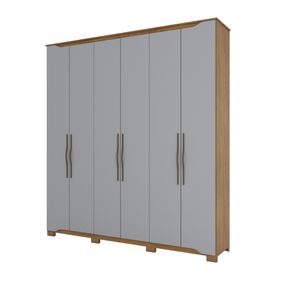 Roupeiro Dallas Henn 212cm 6 Portas Nature/Cinza