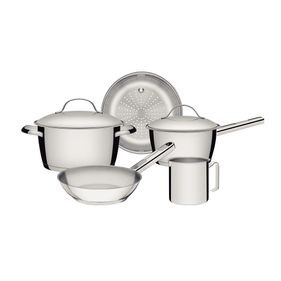 Jogo de Panelas Tramontina Allegra em Aço Inox 5 Peças Inox - Outlet