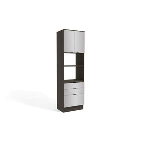 Armário para 2 Fornos Cozinha Noxx H770 Kappesberg 2 Portas 3 Gavetas 70cm Onix/Steel - Outlet