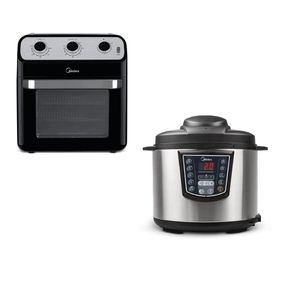 Conjunto Midea Fritadeira Elétrica Sem Óleo FFA20+Panela de Pressão Elétrica Digital 6 Litros PPA72 220V