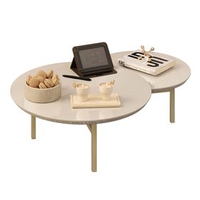Mesa de Centro Charlote DJ Móveis 103cm com Pé Metálico Off White - Outlet