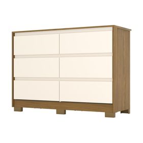 Cômoda Ravenna 129cm com 6 Gavetas Henn Nature/Off White