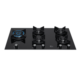 Cooktop à Gás Fischer 5 Bocas Infinity Duo Blaze Tripla Chama Mesa Vidro Preto Bivolt