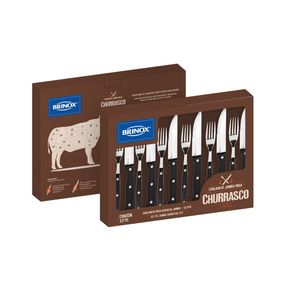 Conjunto De Talheres Jumbo Para Churrasco 12 Peças Brinox Preto