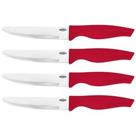 Conjunto 4 Facas Para Churrasco Jumbo Brinox Vermelho - Outlet