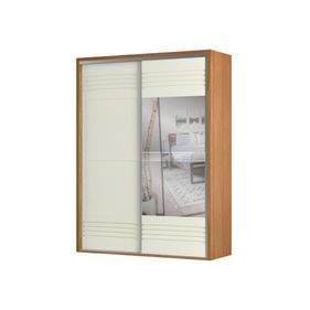 Roupeiro TW601EB Dalla Costa 179cm 2 Portas 2 Gavetas com Espelho Freijó e Off White