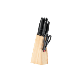 Conjunto de Facas Brinox 7 Peças com Cepo Cross Preto - Outlet