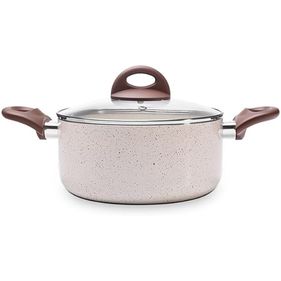 Panela Caçarola Brinox com Tampa e fundo de Indução Cerâmic Life Granada 24cm Vanilla - Outlet
