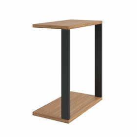 Mesa Lateral para Sofá Estilo Industrial Dalla Costa F36 100% MDF Freijó/Preto Fosco