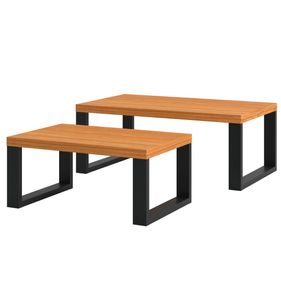 Mesa de Centro Industrial Conjunto 2 Peças 100% MDF F40 Dalla Costa Freijó/Preto Fosco - Outlet