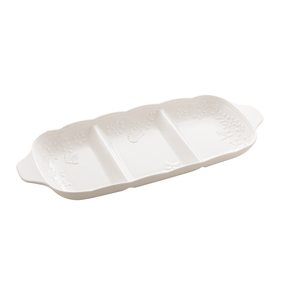 Petisqueira com 3 Divisórias Porcelana Flower Coliseu